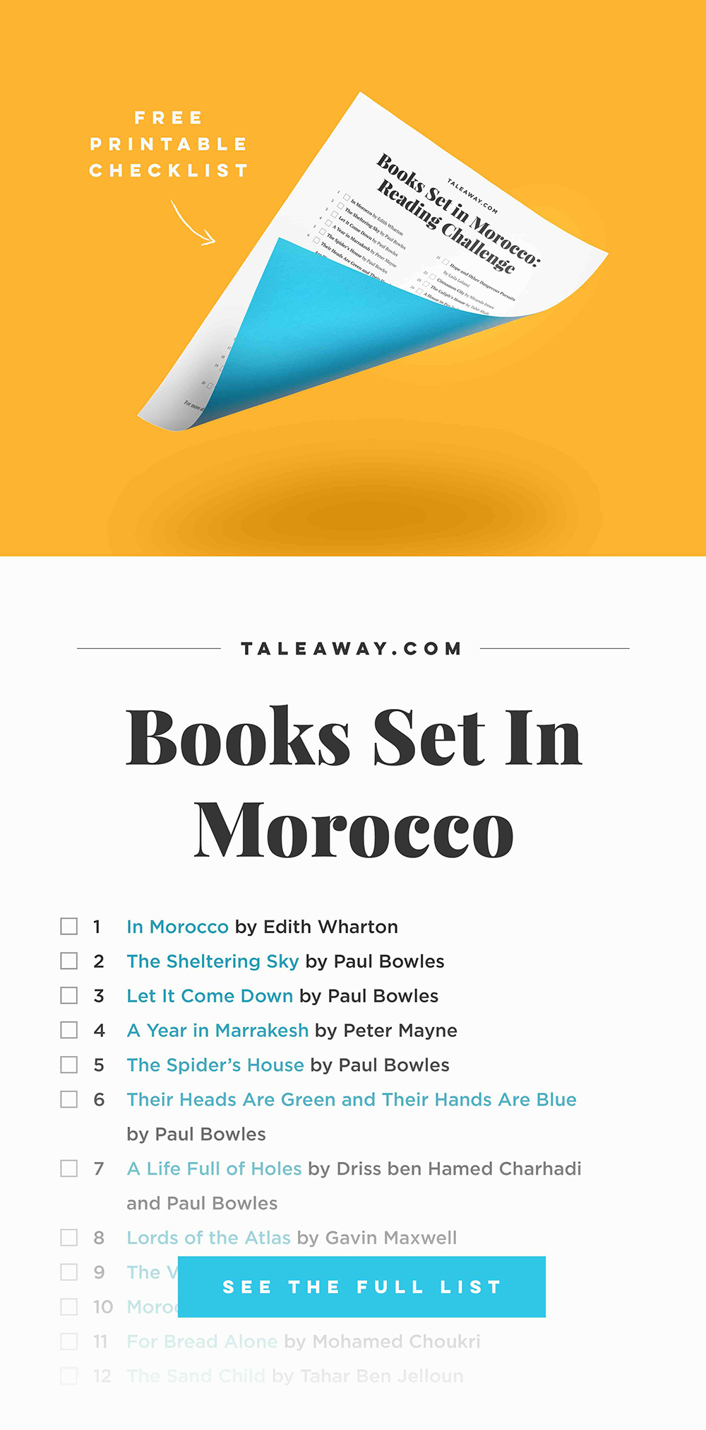 Books Set In Morocco. Visit www.taleway.com for books set around the world. moroccan books, books morocco, morocco book, books about morocco, morocco inspiration, morocco travel, morocco reading, morocco reading challenge, morocco packing, marrakesh book, marrakesh inspiration, marrakesh travel, travel reading challenge, fes travel, casablanca travel, tangier travel, desert travel, books around the world, books to read, books set in different countries, morocco bookshelf, morocco africa, books set in africa, morocco culture, morocco history, morocco author, books and travel, reading list