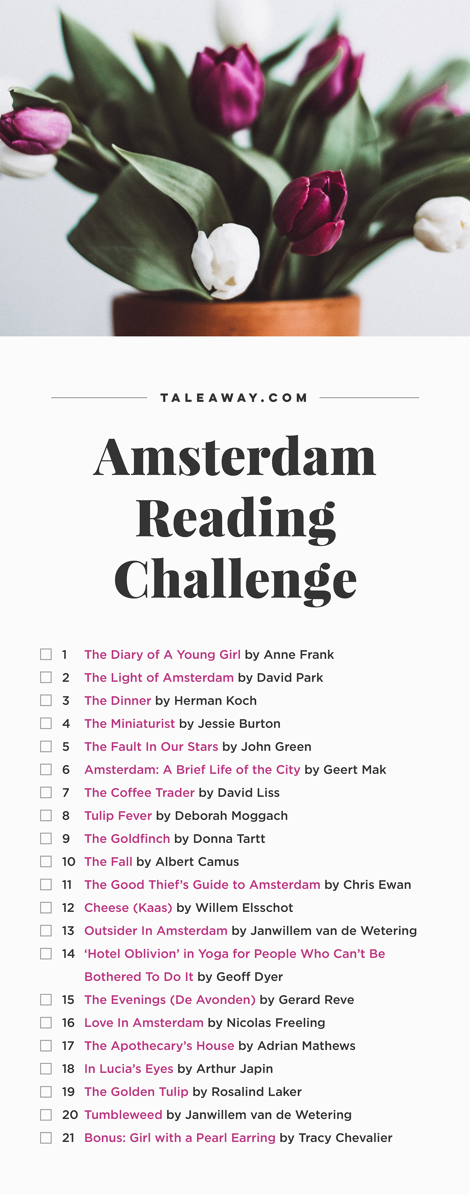 Amsterdam Reading Challenge, Books Set In Amsterdam - For more books visit www.taleway.com to find books set around the world. Ideas for those who like to travel, both in life and in fiction. reading challenge, amsterdam reading challenge, book challenge, books you must read, books from around the world, world books, books and travel, travel reading list, reading list, books around the world, books to read, amsterdam books, amsterdam books novels, amsterdam travel