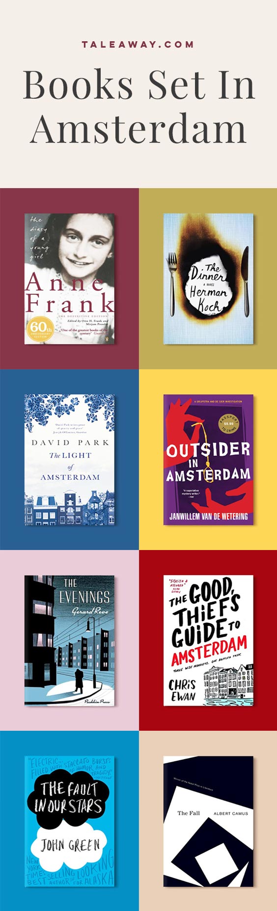 Books Set In Amsterdam. For more books visit www.taleway.com to find books set around the world. Ideas for those who like to travel, both in life and in fiction. #books #novels #bookworm #booklover #fiction #travel #amsterdam